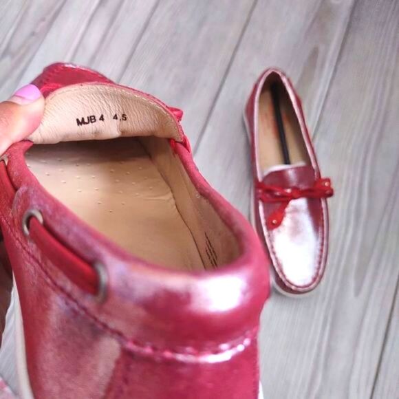 (31-0482) MARC JOSEPH slip on glimmer red leather CYPRESS HILL shoes Sz 4.5 - Picture 3 of 10